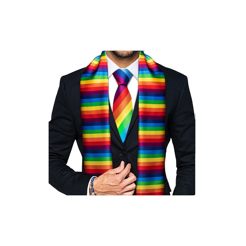 1788 2PCS Scarf Necktie Set Rainbow / Fashion Silk Lightweight Feeling